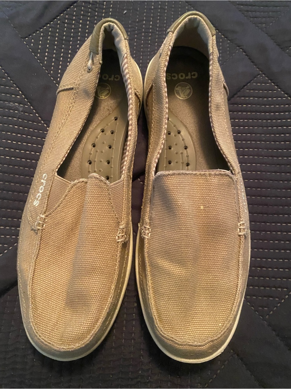 CROCS Men’s Tan Canvas Slip-On Loafers